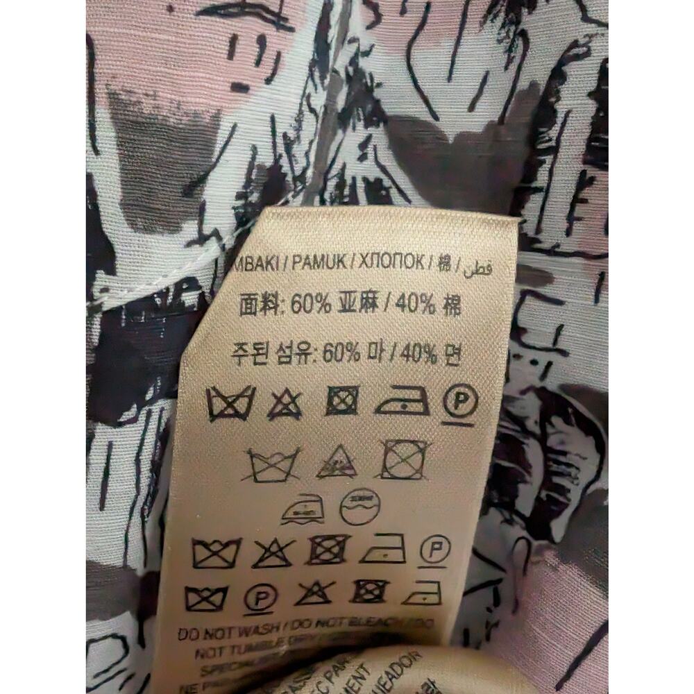 Burberry Men's Linen Graphic Sketch Print Button-down Size Large Gray Pink - Picture 9 of 10